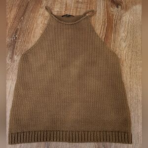 Womens Olive Halter Spagetti Strap Tank Sweater